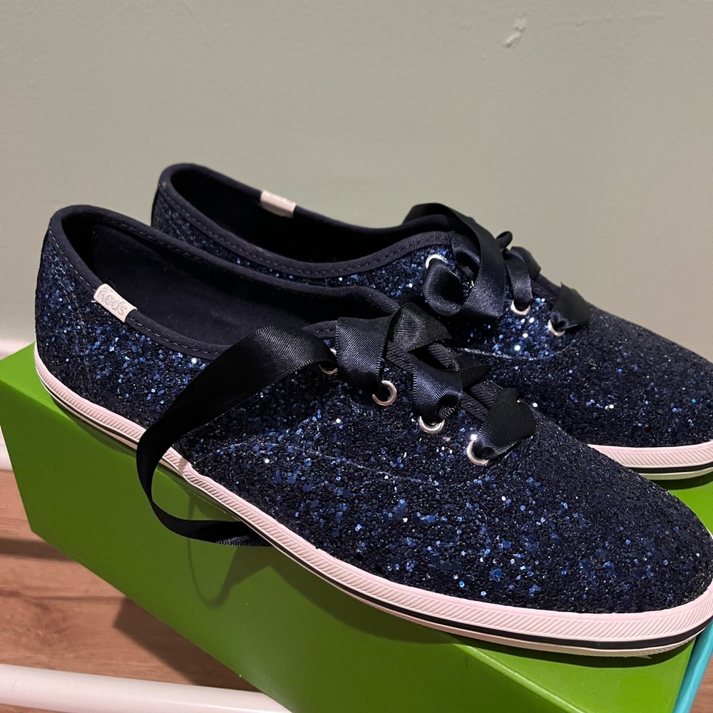Keds Blue and Black Glitter Sneakers Low-Top Casual